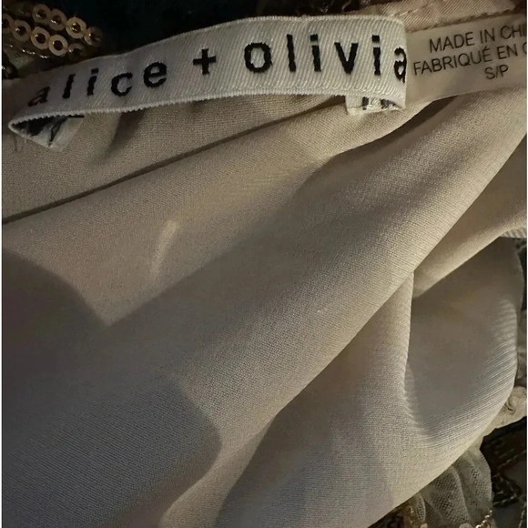 Alice + Olivia Mixed Media Boho Beaded Fringe Blouse size S - Picture 14 of 16